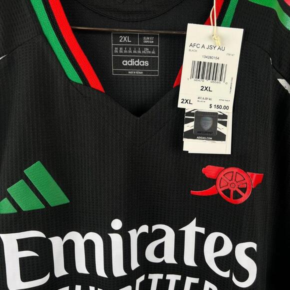 Arsenal FC 2025 Adidas Away Authentic Jersey Black Men’s 2XL Soccer Shirt NWT - Picture 7 of 8